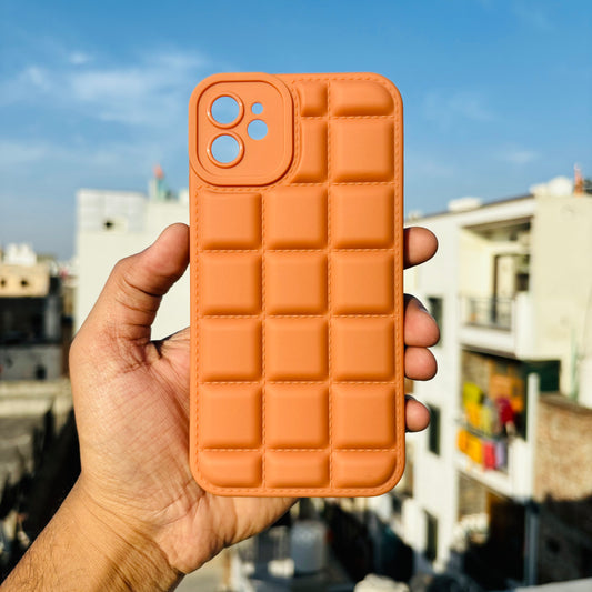 Brown Cube Puffon silicone Case for Apple IPhone 11