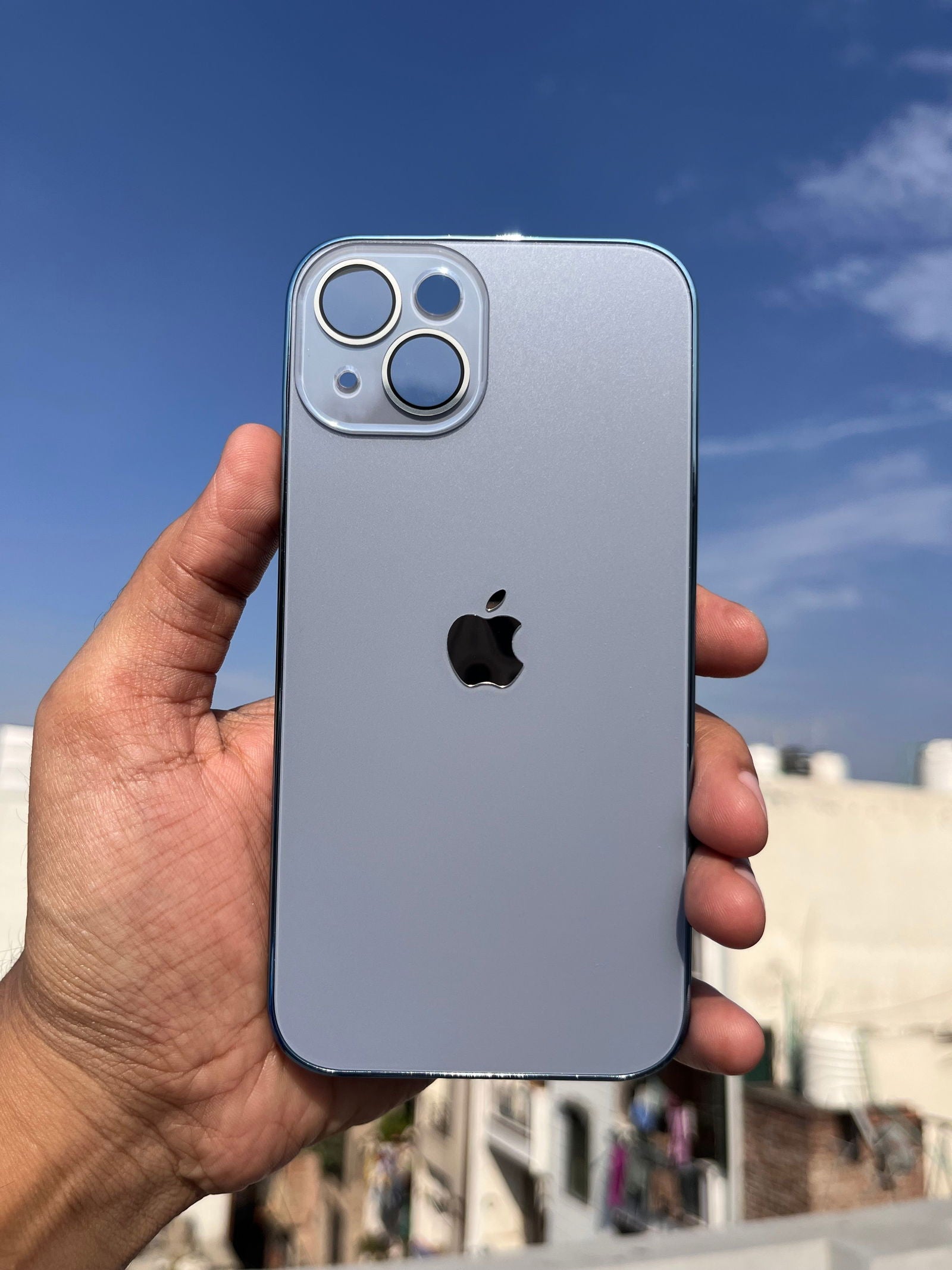 Sierra Blue Electroplated Chrome Glass Lense Case For Apple Iphone 13 - Wayoftrend