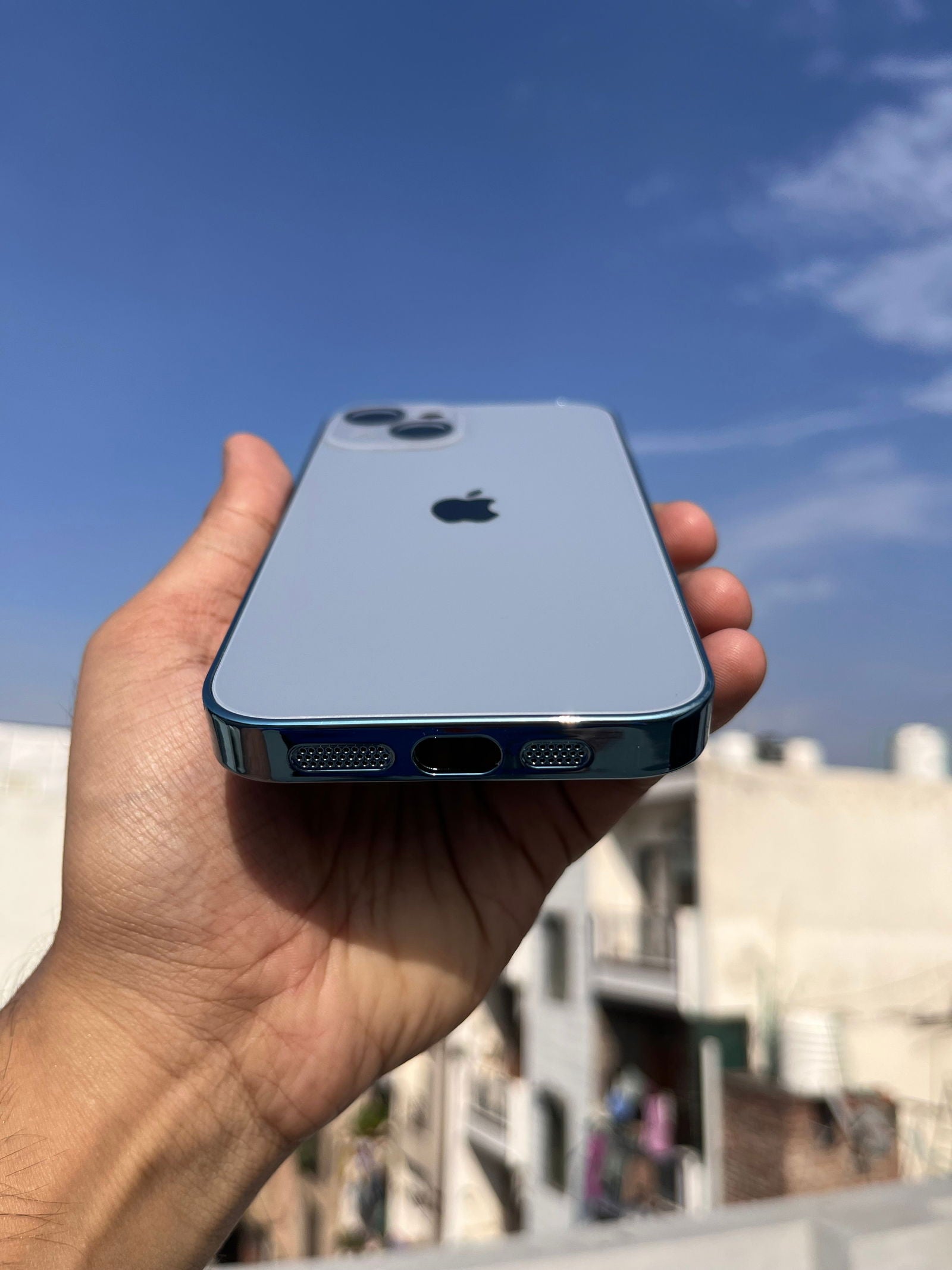 Sierra Blue Electroplated Chrome Glass Lense Case For Apple Iphone 13 - Wayoftrend