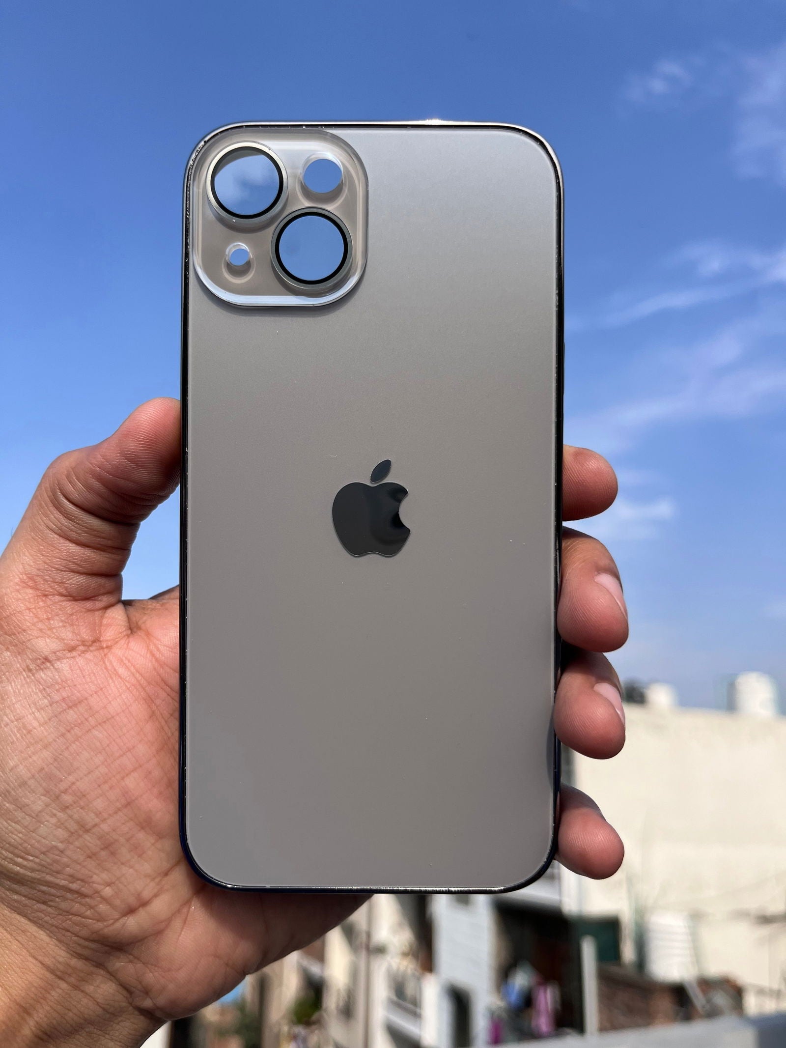 Titanium Grey Electroplated Chrome Glass Lense Case For Apple Iphone 13 - Wayoftrend
