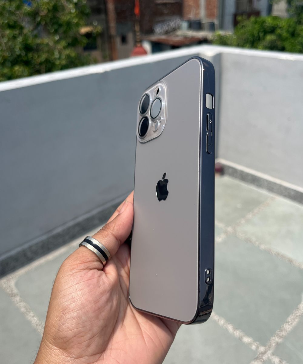 Titanium Grey Electroplated Chrome Glass Lense Case For Apple Iphone 15 Pro - Wayoftrend