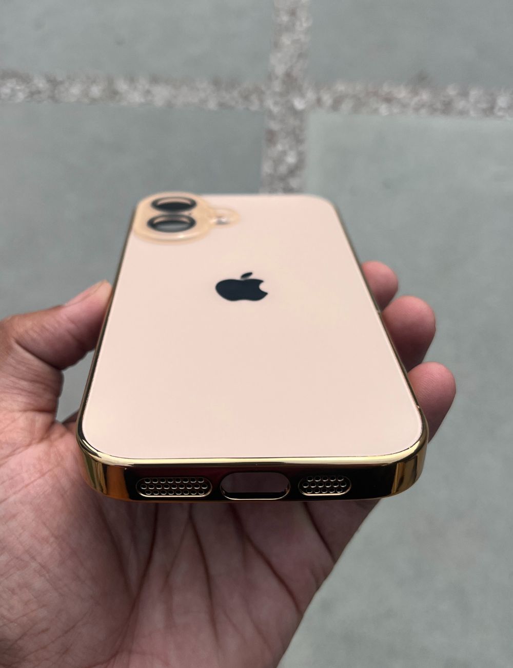 Golden Electroplated Chrome Glass Lense Case For Apple Iphone 16